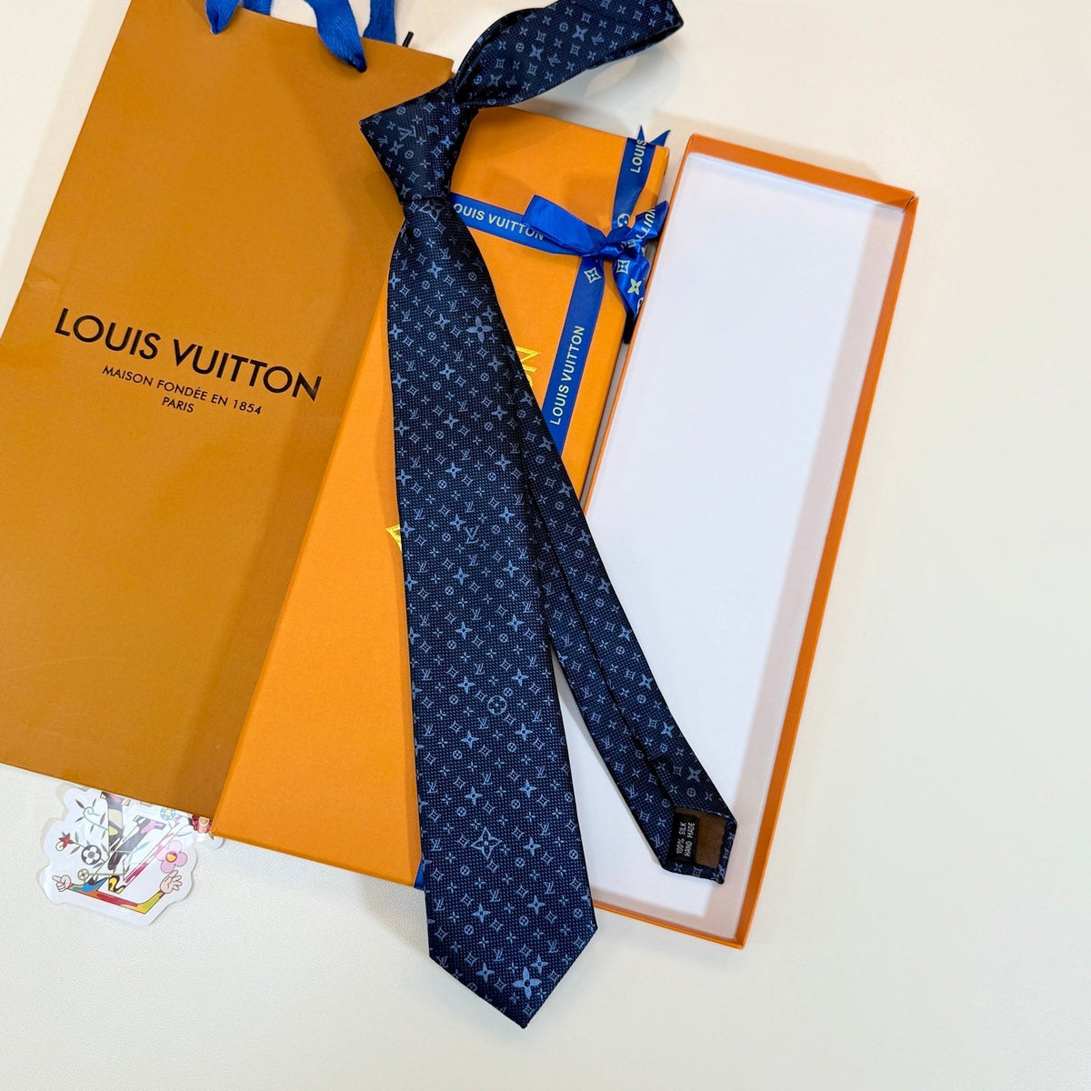 Louis Vuitton Style Men's Monogram Silk Tie