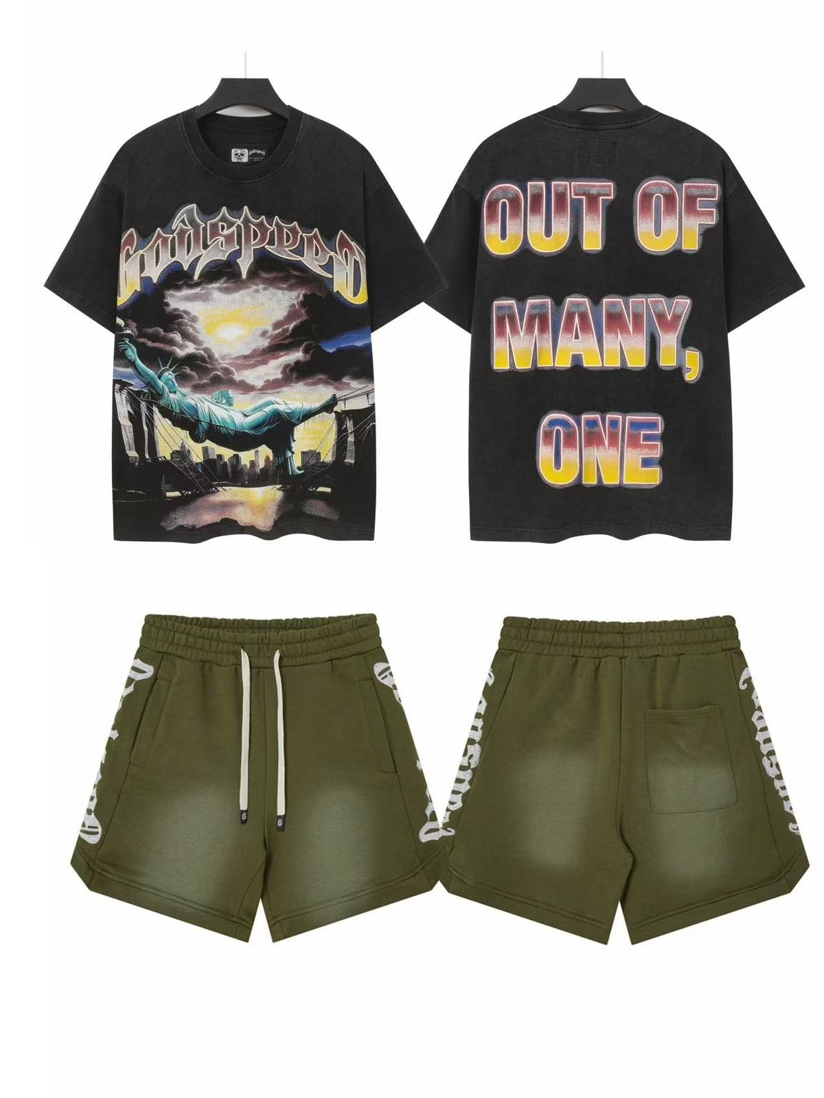 Godspeed Out Of Many One Landscape T-Shirt & Shorts Set