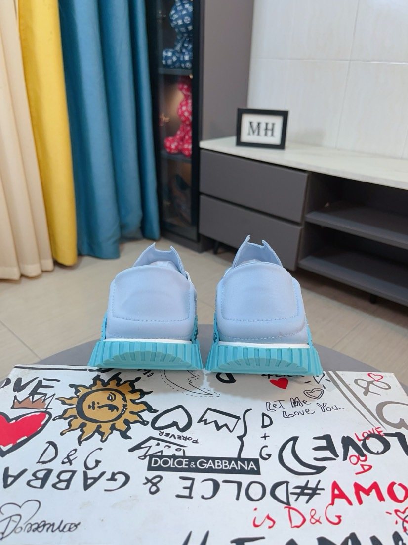 Dolce & Gabbana Turquoise Light Blue & White Sneakers