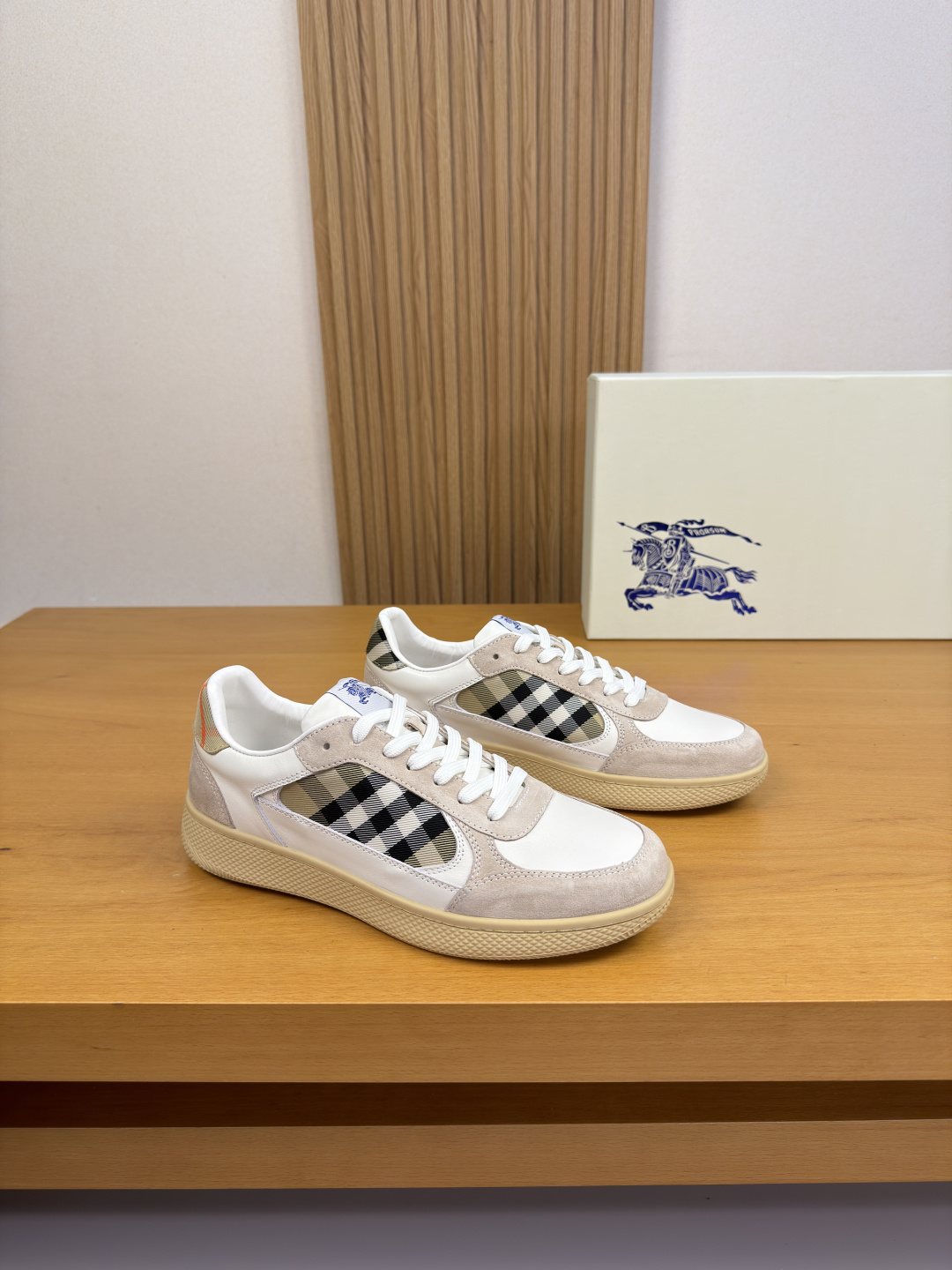 Burberry Check-Panel Low-Top Sneakers